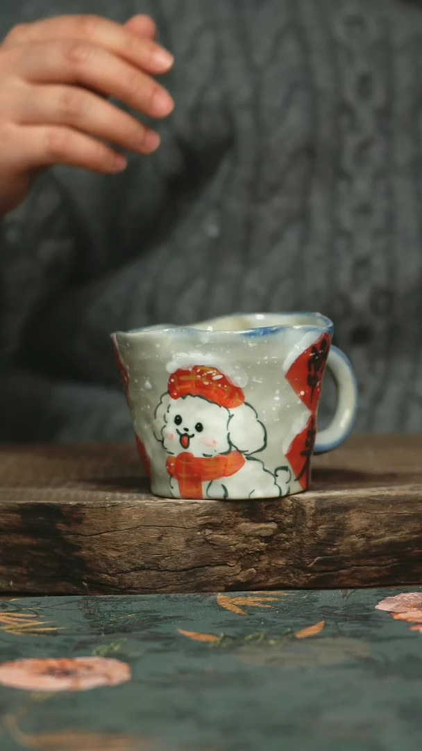 【闪购商品】瓷片杯釉下彩手工手绘同款陶器