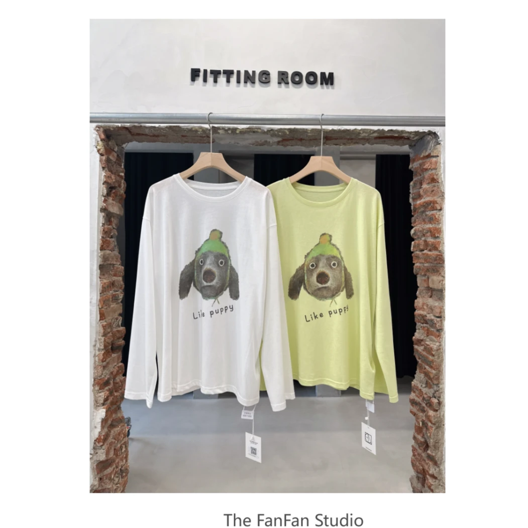 “呆呆狗”印花空调长袖T恤