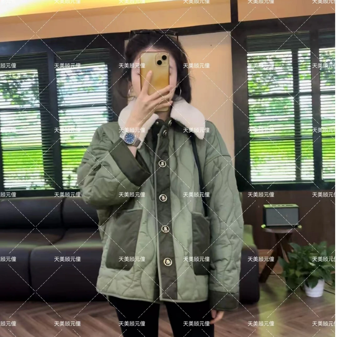 Honey Slurp【清仓】2808翻领菱格棉服外套