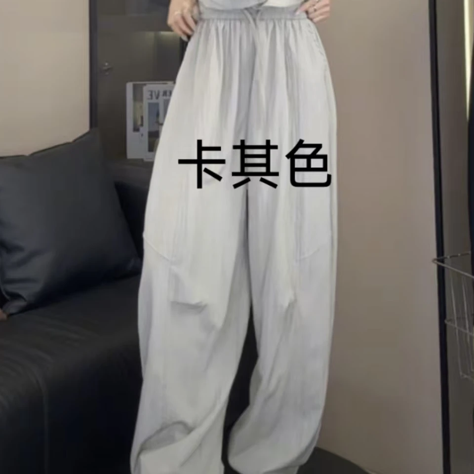 【大7定制】D187#新款抽绳宽松薄款弯刀休闲裤女