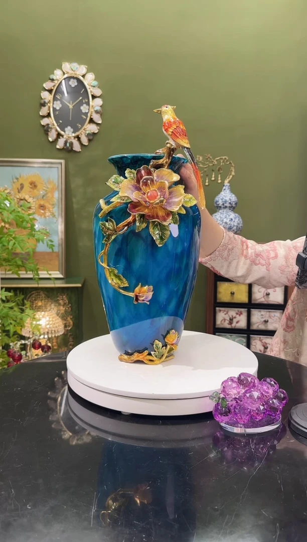 琉璃珐琅彩喜上眉梢花瓶