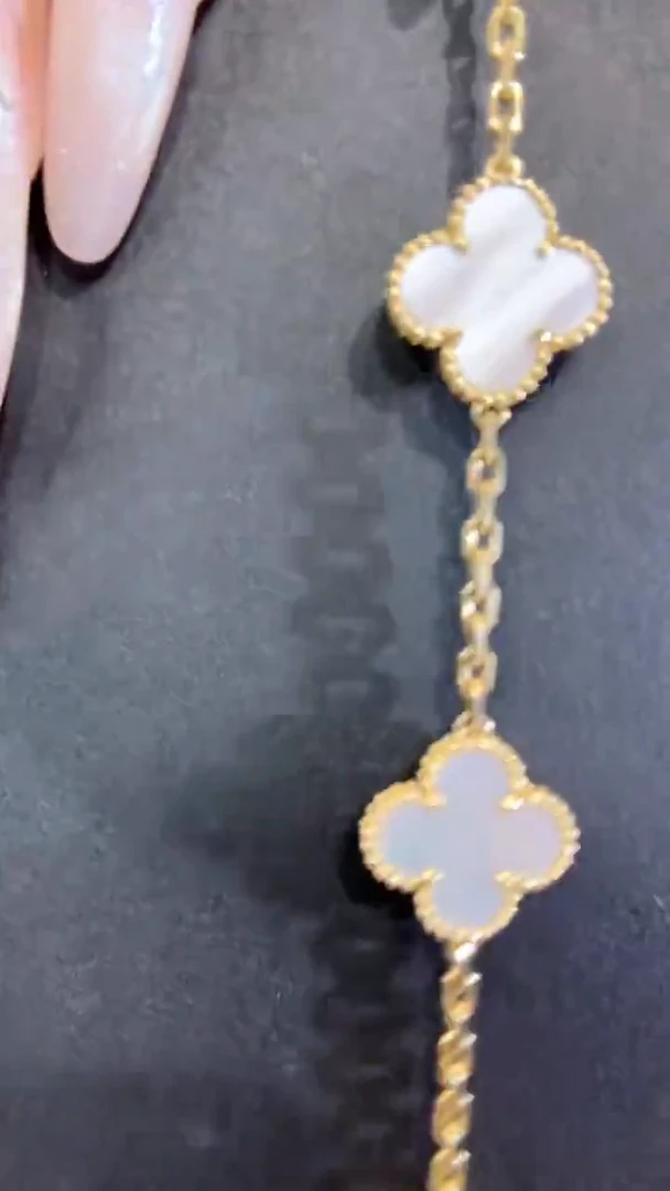 18K金镶嵌贝壳（贝母）项链白色五花手链