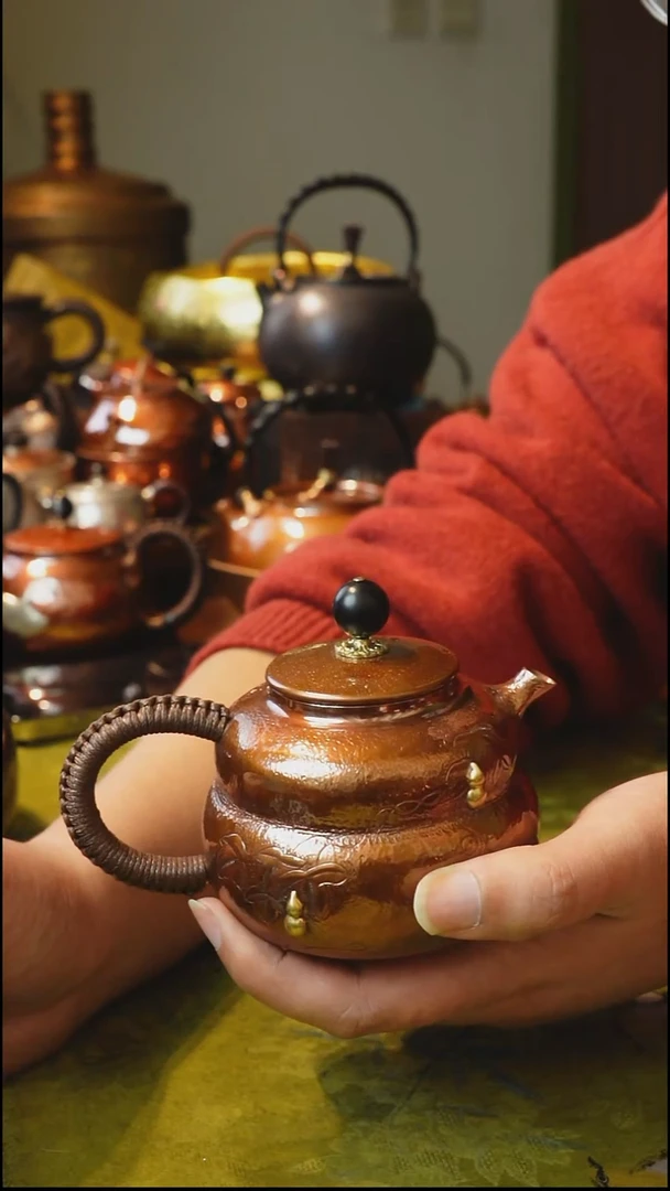 纯紫铜福禄双全泡茶壶