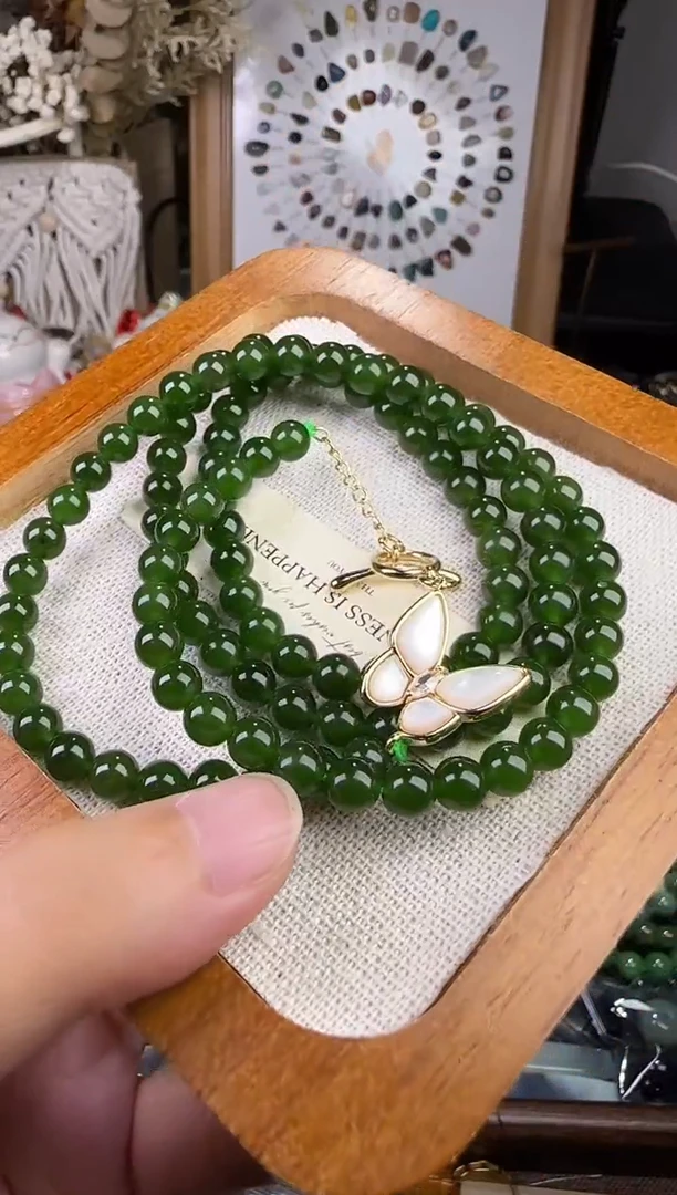 天然辰砂和田玉碧玉手链