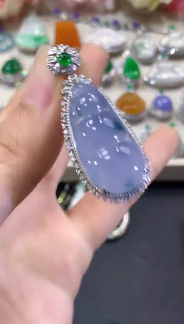 吊坠(不含链)18K金镶嵌翡翠C123 紫货有色差