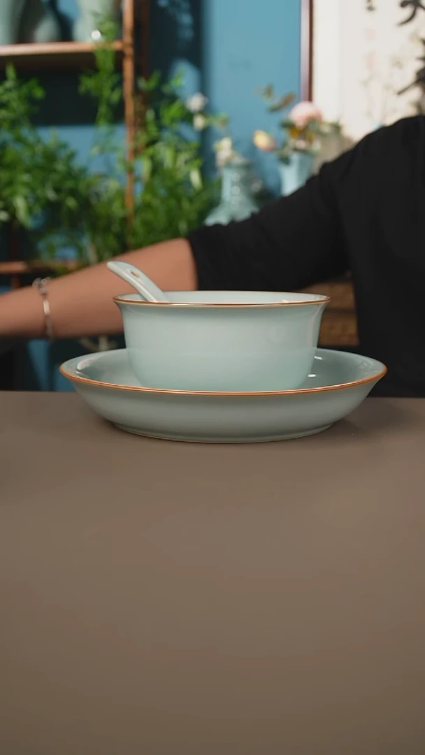 天青餐具三件套