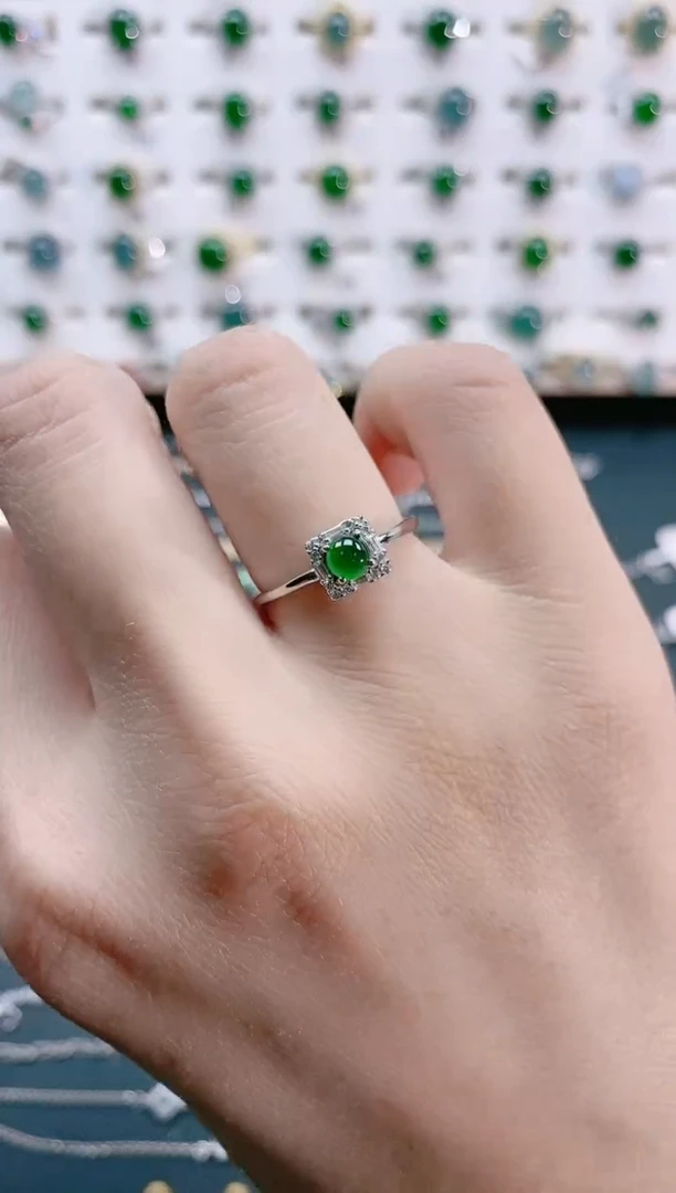 【闪购商品】翡翠戒指银S925镶嵌天然翡翠