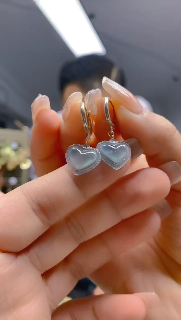 【闪购商品】翡翠耳饰银S925镶嵌157翡翠耳包