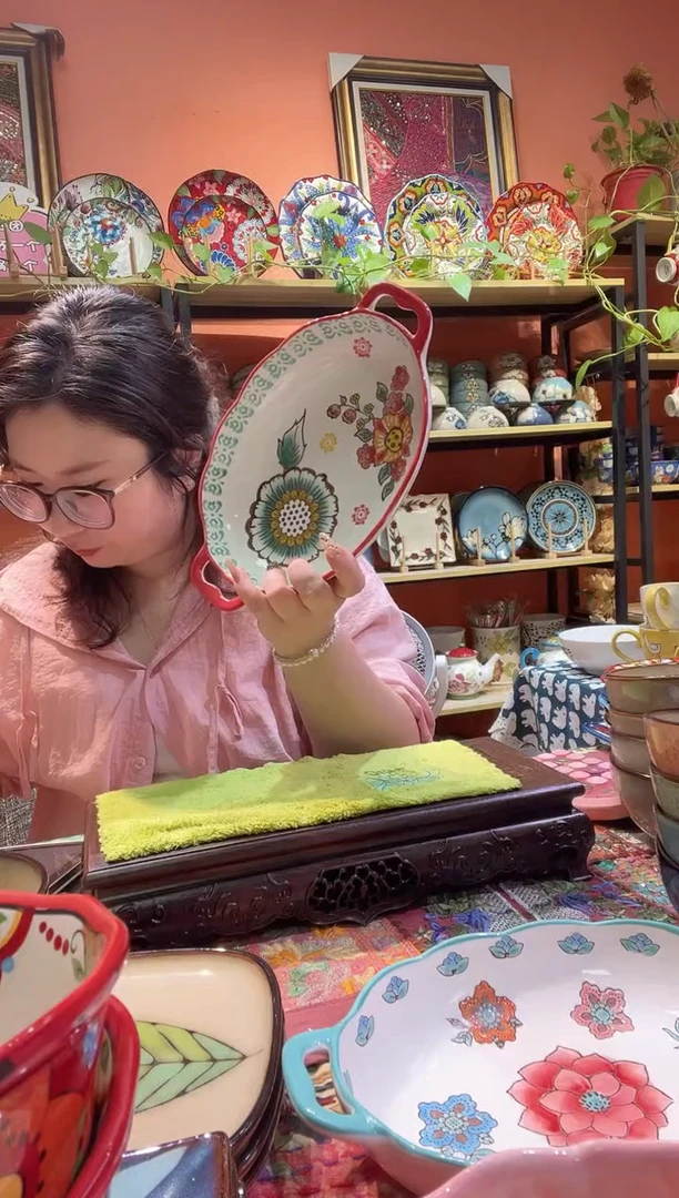 瓷片2个双耳盘子