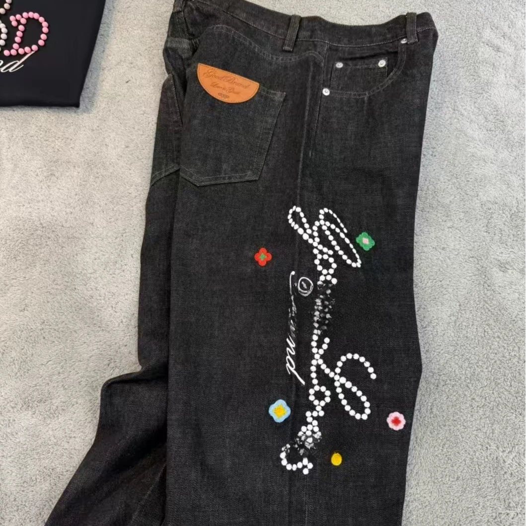 GOODBRAND GOODLOVES 小花刺绣时尚赤耳原浆时尚牛仔裤 男女同款