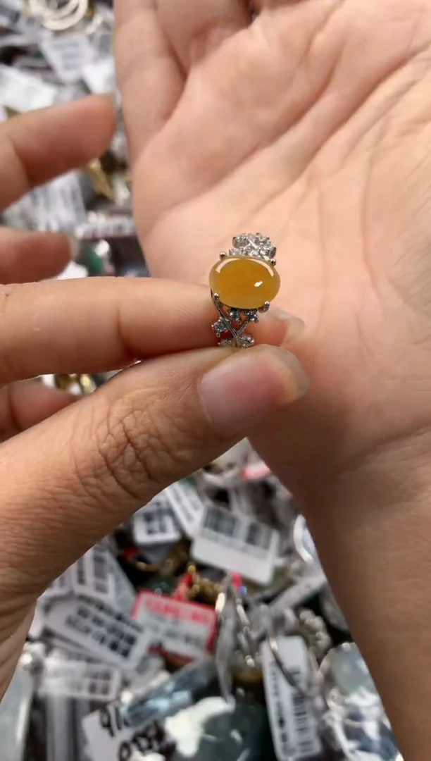 银S925镶嵌戒指翡翠101010----6