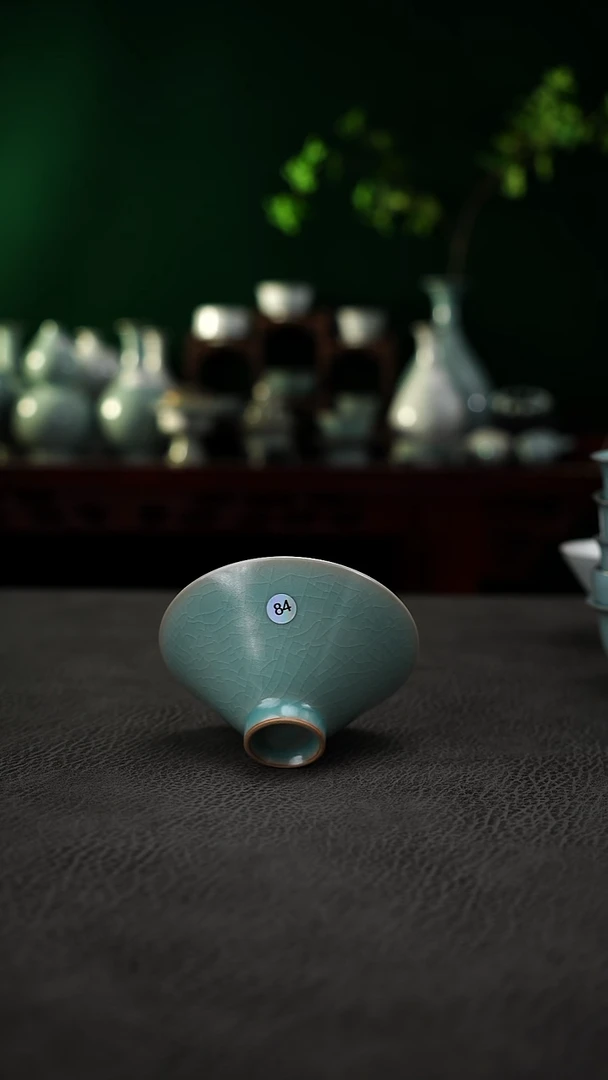 瓷片84号仿古天青斗笠杯微瑕简包~帆