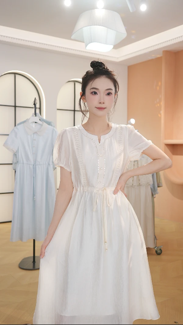 【送运费险】M1217 夏季新款两件套高档洋气新中式收腰显瘦连衣裙女