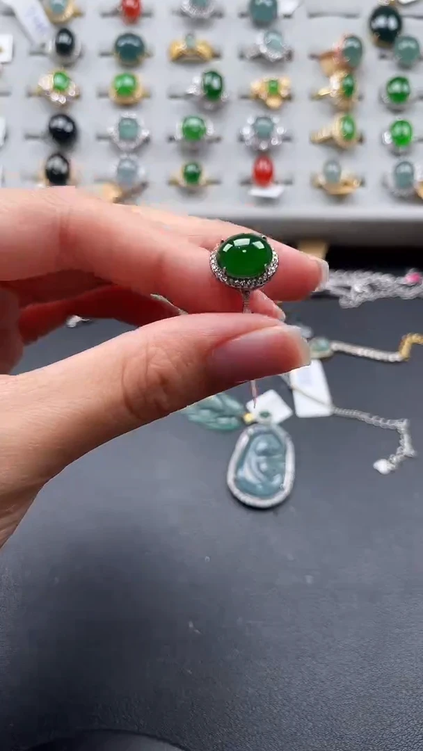 【闪购商品】翡翠戒指银S925镶嵌5465343