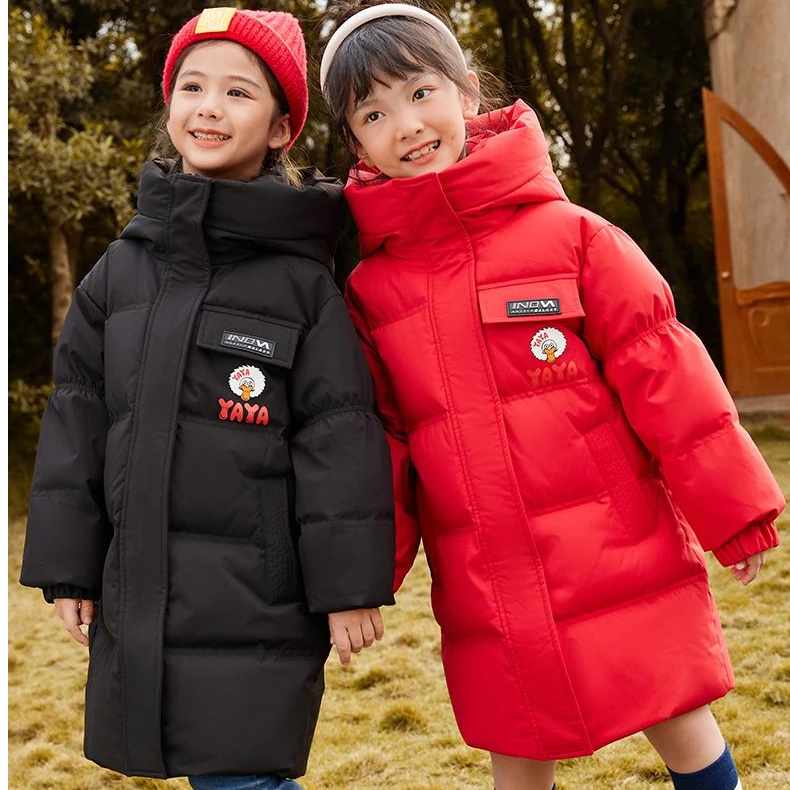 鸭鸭精选中长款加厚男女儿童90鸭绒羽绒服保暖冬120-170cm G9680