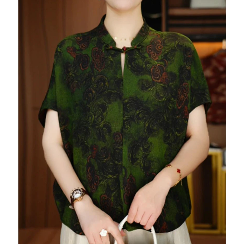 【现货速发】衬衫显瘦小衫休闲遮肉上衣时尚新中式女士遮肚子W418