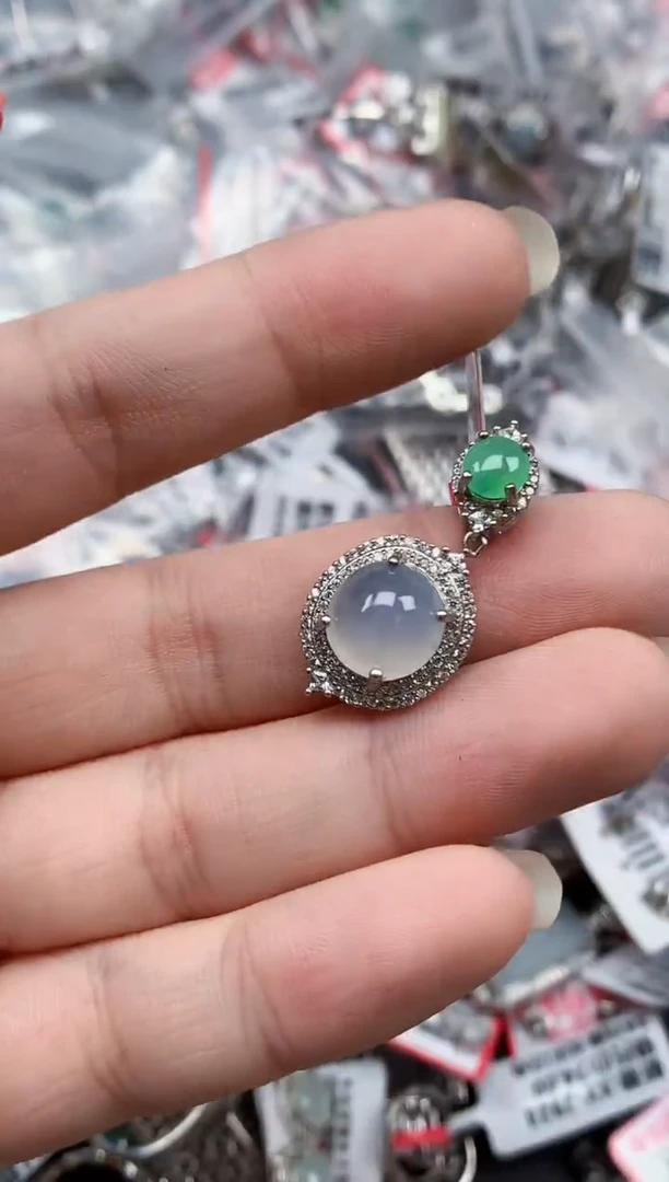 银S925镶嵌戒指翡翠天然A货缅甸翡翠