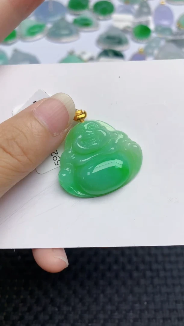 翡翠18K金镶嵌颈饰天然缅甸A货翡翠百元以上9元证书费自理