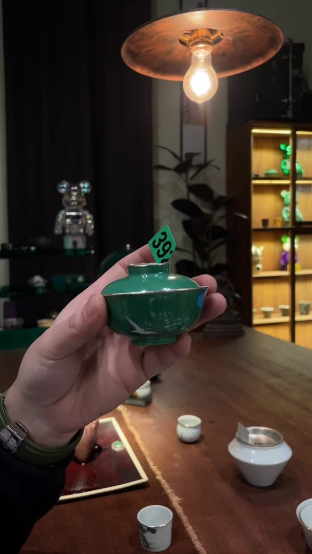 A****_包银绿飞鹤盖碗..392