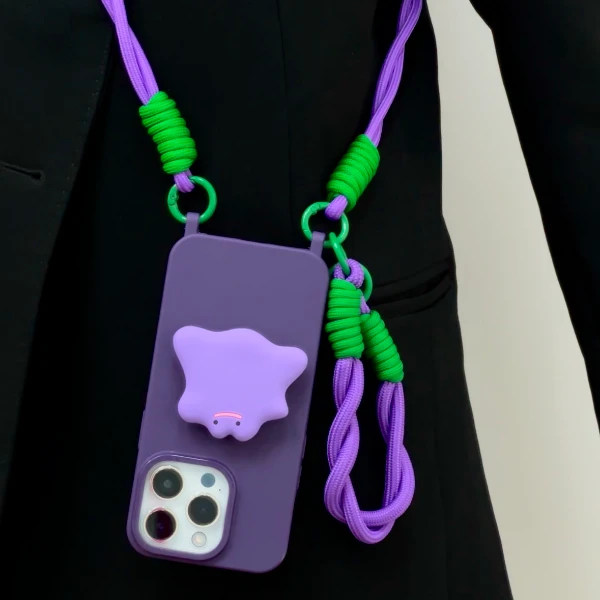 欧克里里紫怪兽斜挎挂绳iPhone16/15苹果13/14promax手机壳11/12