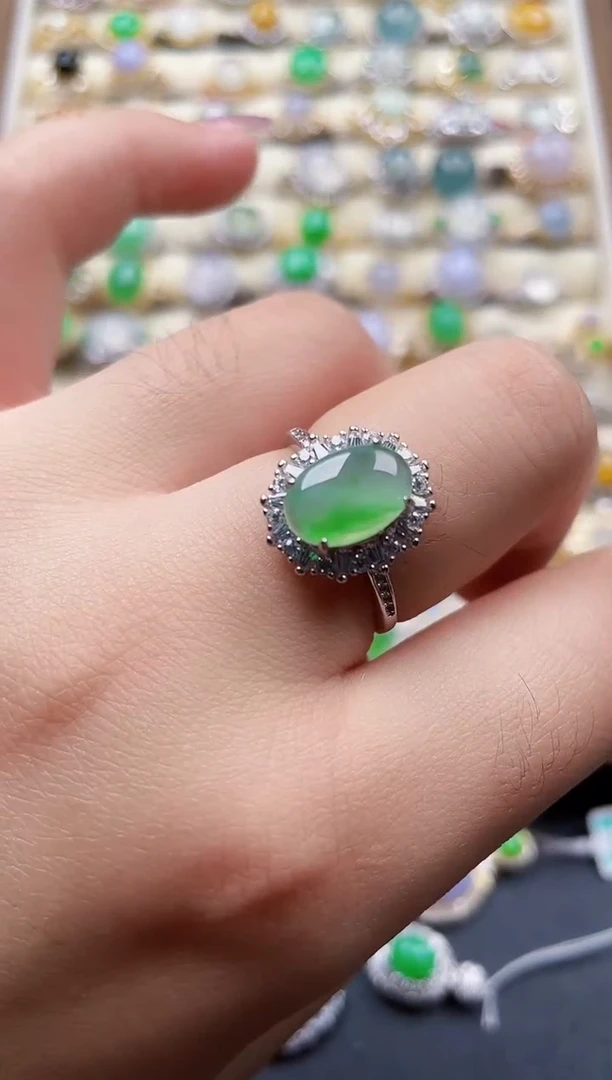 银S925镶嵌戒指翡翠136