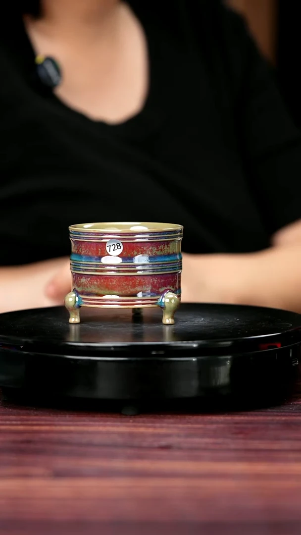 杯子728#李盼龙一级原矿钧瓷三足奁