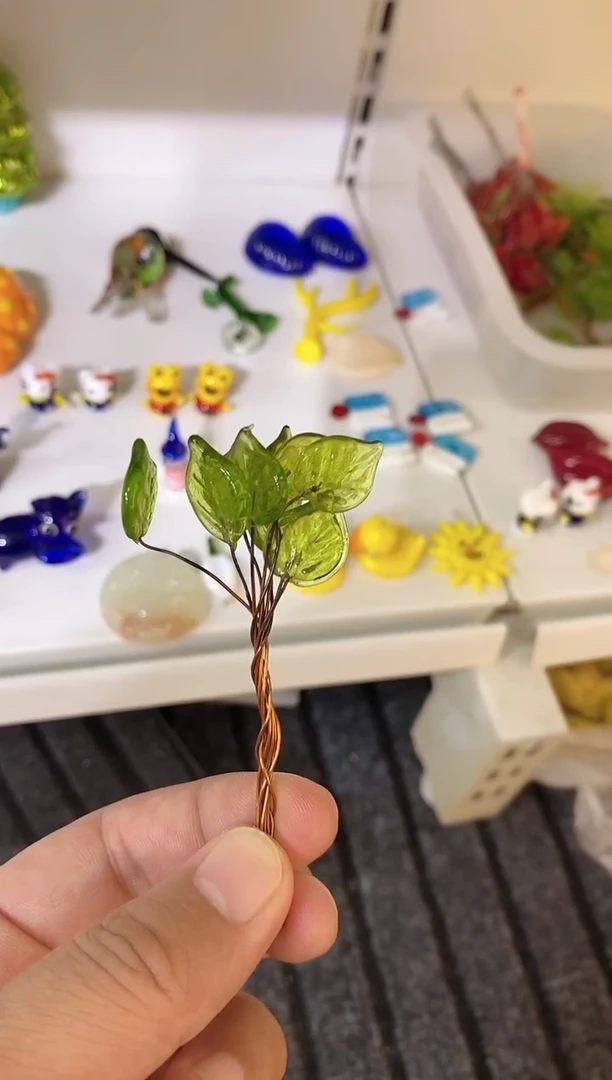 琉璃手工艺品一把叶子