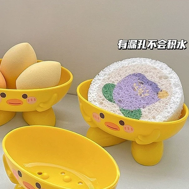 点砚肥皂盒家用可爱卡通浴室沥水架小黄鸭香皂盒宿舍收纳置卫生间