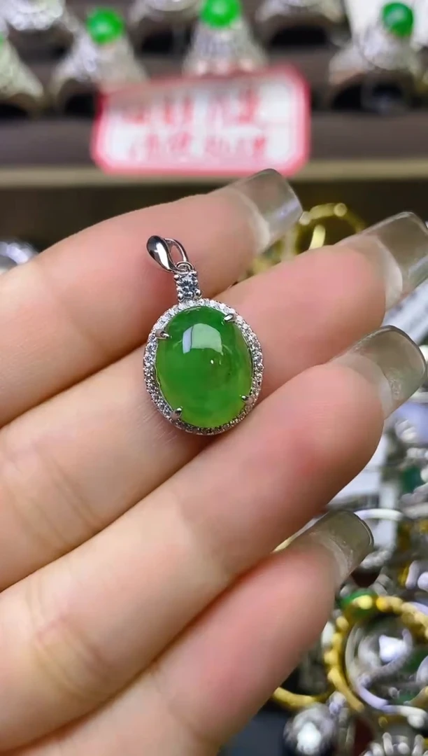 翡翠戒指银S925镶嵌百内无证书