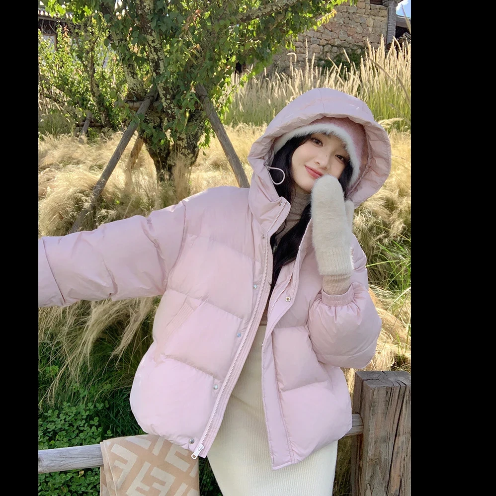 【拍下备注编号】宽松型连帽派克服羽绒韩版加厚学生加绒冬季中长款