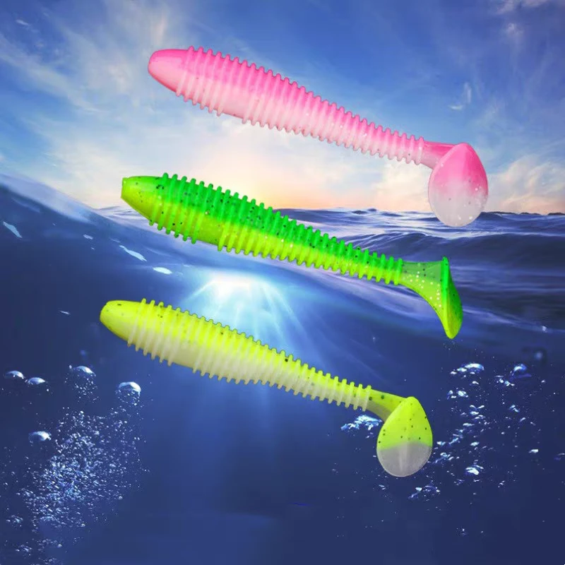 螺纹螺旋灵动T尾路亚软饵软虫加盐淡海水鲈鱼鳜鱼翘嘴加腥桂鱼