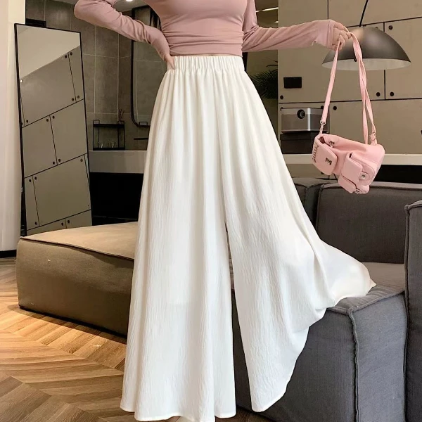 春秋高腰九分韩系穿搭文艺复古纯色半身裙裤女阔腿独特遮胯显瘦裙