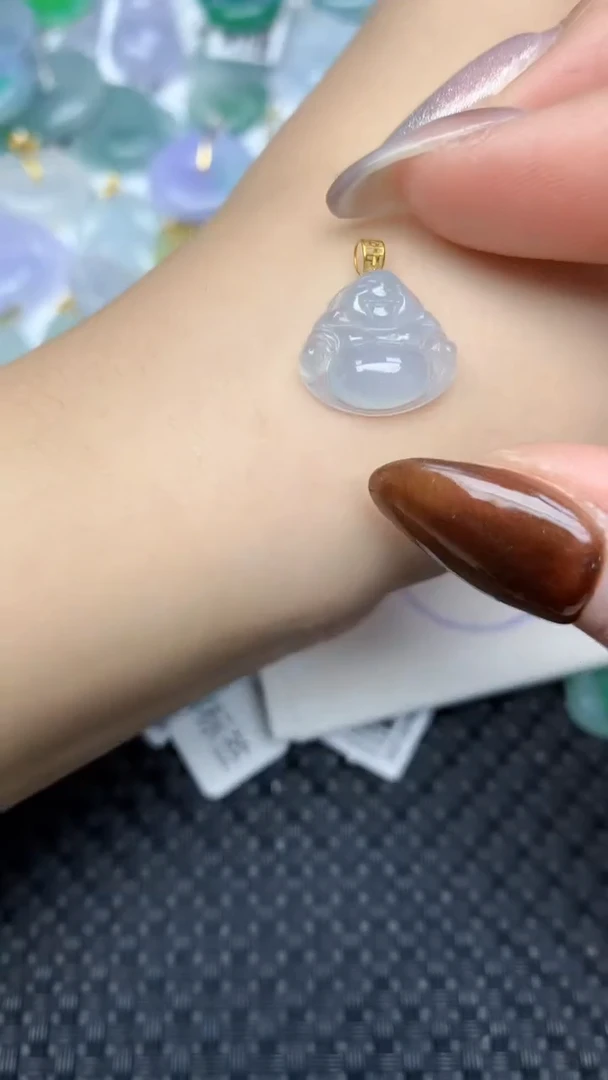 颈饰18K金镶嵌翡翠天然缅甸翡翠a货百元以上9元证书费自理