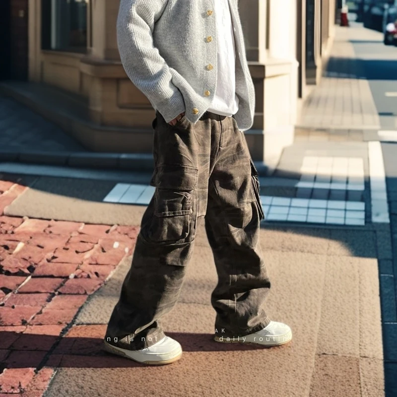 OXFREAK 24FW「City Hunter」baggy迷彩工装牛仔裤男直筒炮弹裤子