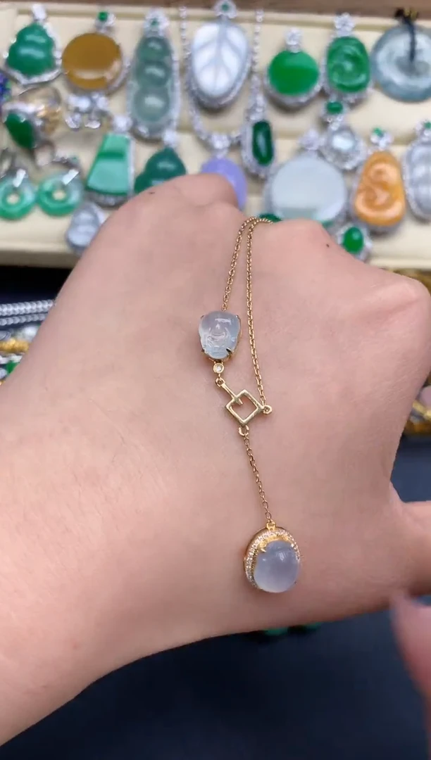 颈饰18K金镶嵌翡翠305-中国好珍宝