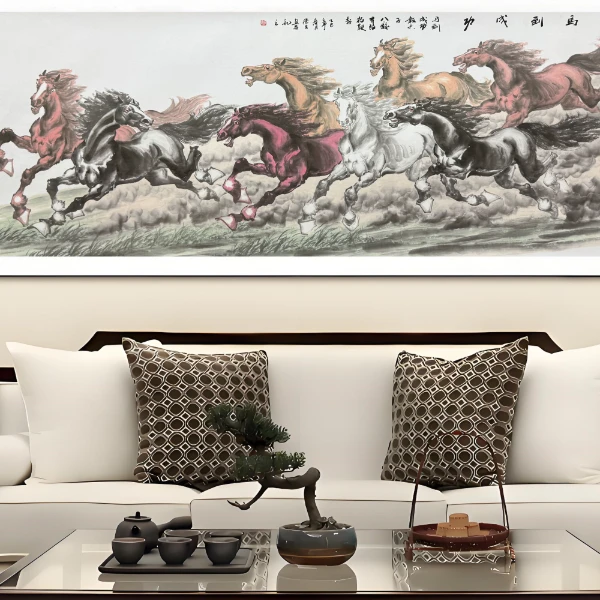 横幅六尺《马到成功》软装裱成品