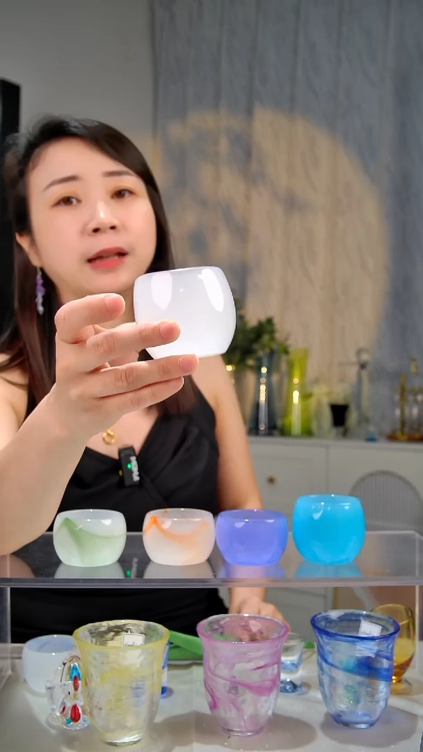 平底款水晶玻璃2只玉料杯白色O