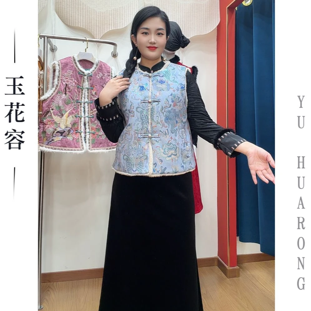 【莎莎推荐】国风花色 清新雅致11120 舒适保暖双面穿 时尚款马夹