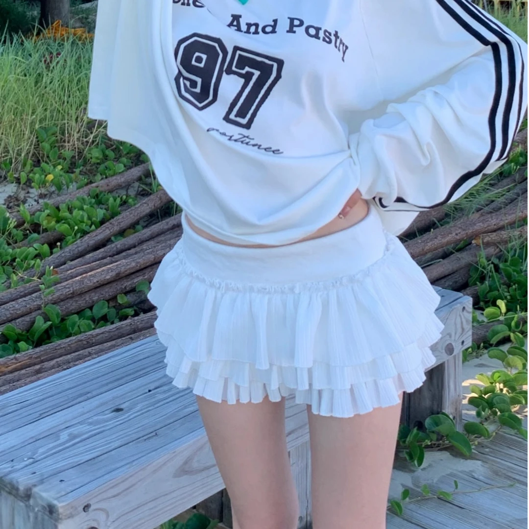 褶皱纹理感低腰多层蛋糕裙超短裙裤女2025夏季新款百搭显瘦半身裙