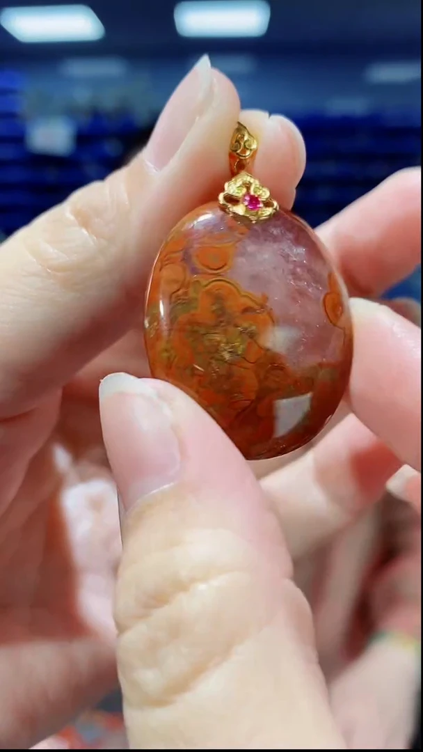 银S925镶嵌吊坠(不含链)玛瑙/玉髓DZ4966