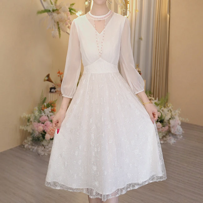 【素馨凝霜】2025年夏季新款法式仙气温柔显瘦连衣裙OHDRI04107