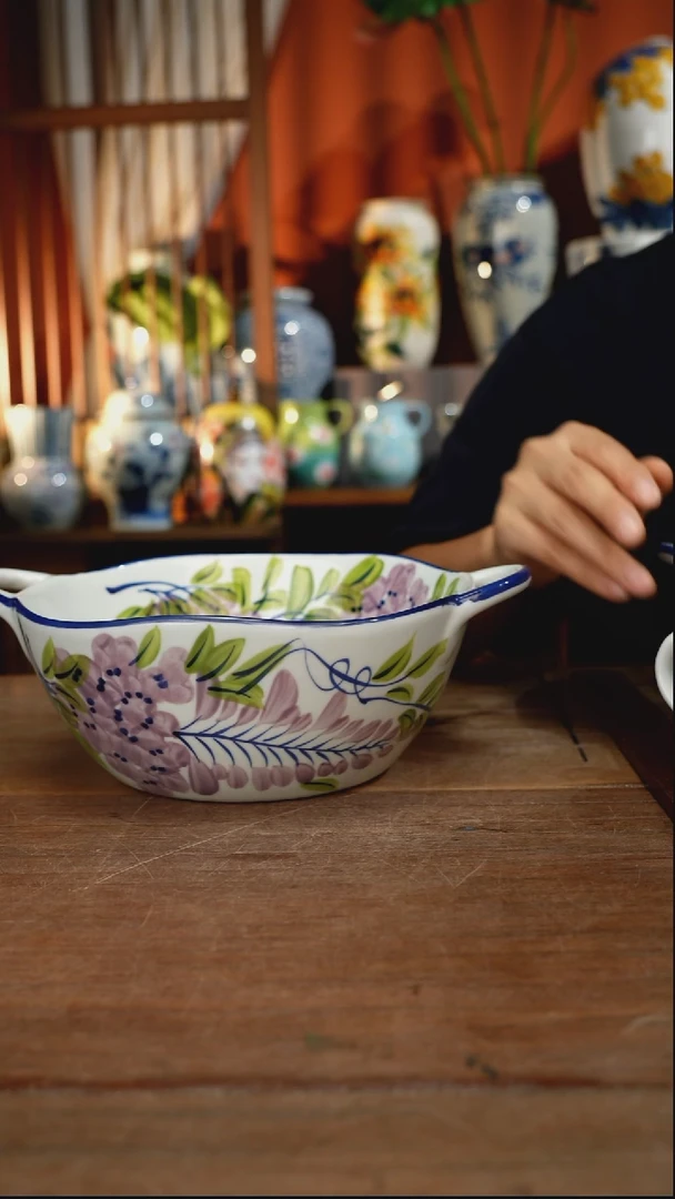 瓷片【简家甄选】景德镇设计师釉下手绘陶瓷餐具