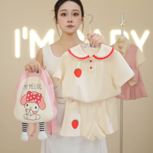 【鲸灵设计】高品质A类纯棉女童套装夏款短袖女宝裙子儿童夏季