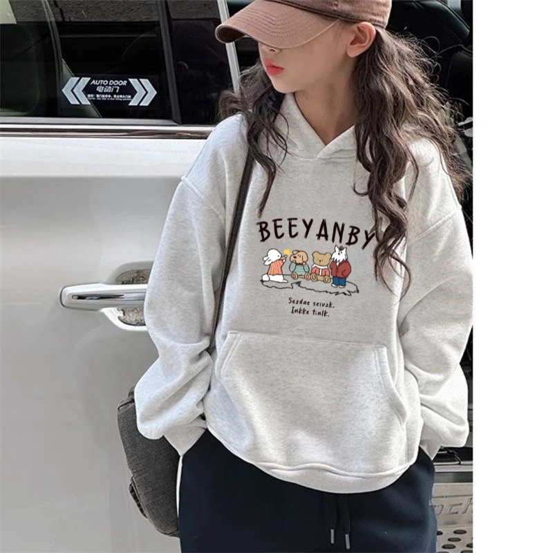 【纯棉】女童连帽卫衣2025新款中大童卫衣上衣宽松秋冬款