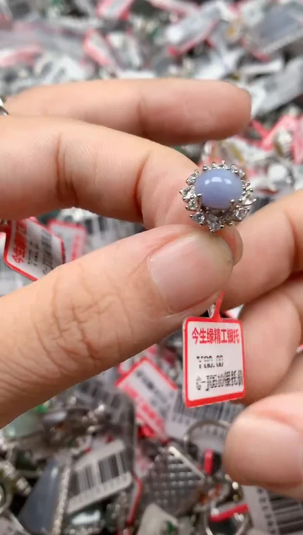 银S925镶嵌戒指翡翠天然A货缅甸翡翠