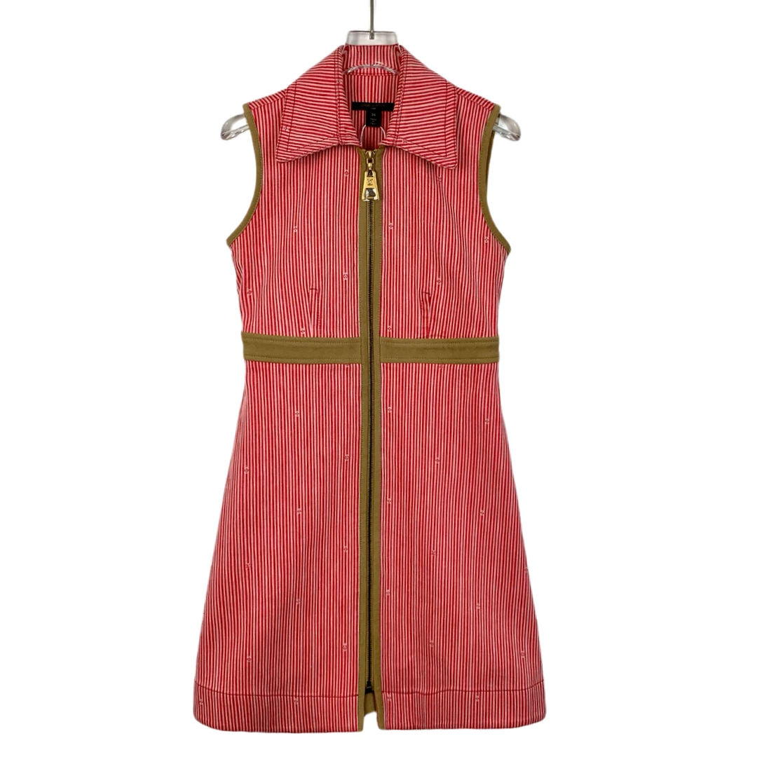 99新 LouisVuitton/路易威登 H14183 老花印花条纹拉链连衣裙