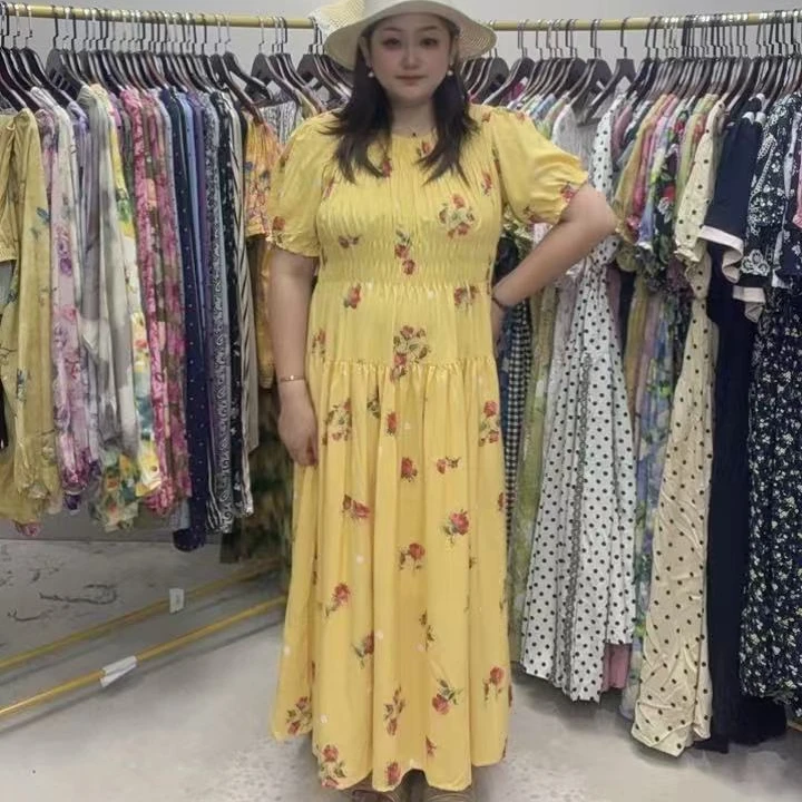 大码绵绸长款连衣裙（135裙长）