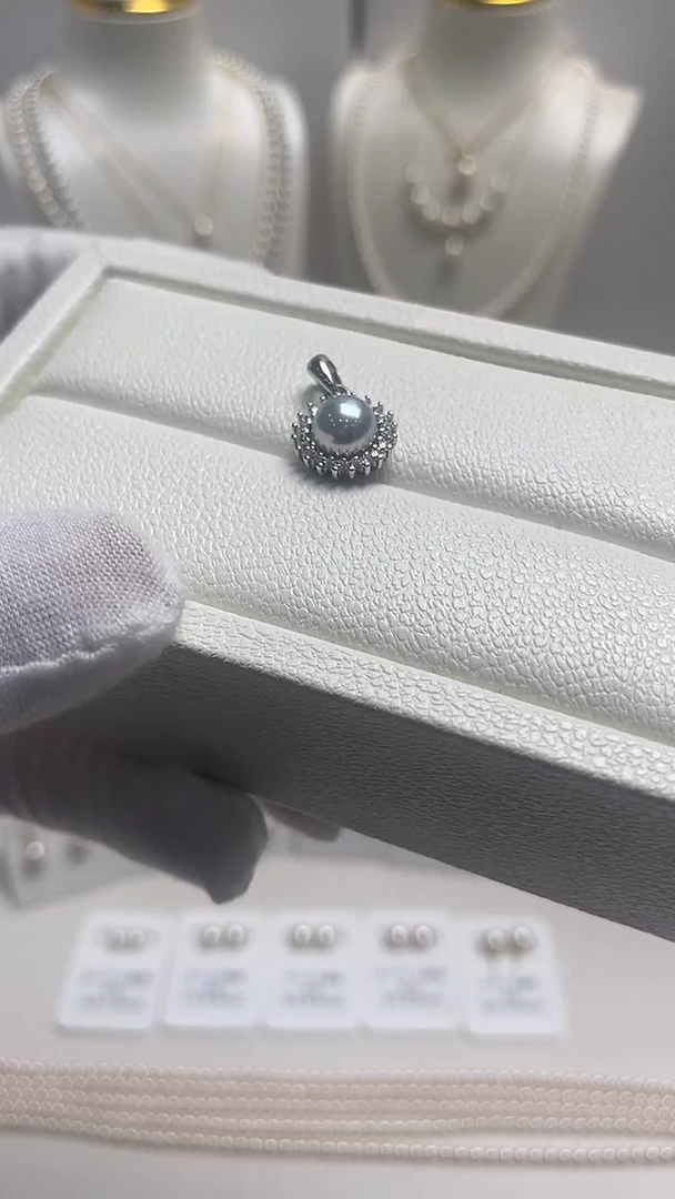 吊坠(不含链)银S925镶嵌海水珍珠真多麻7.0-8.0mm