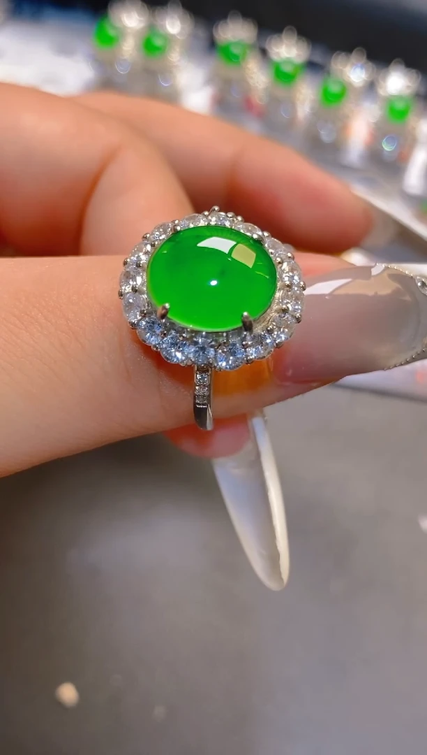 翡翠银S925镶嵌耳饰天然