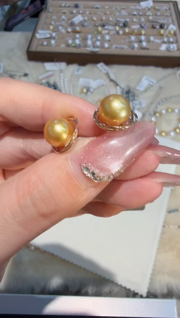 18K金镶嵌耳饰海水珍珠zzxm多样性发一对